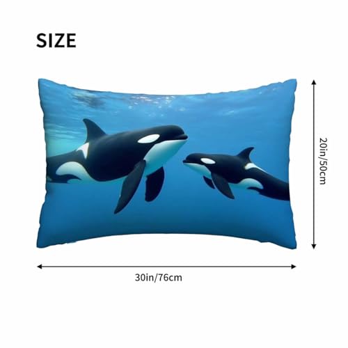 Mugod Blue Ocean Whale Throw Pillow Cover 20x30 Inches