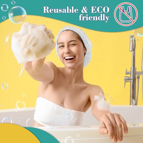 MAQIHAN 6-Pack Large Reusable Waterproof Shower Caps for Long Hair