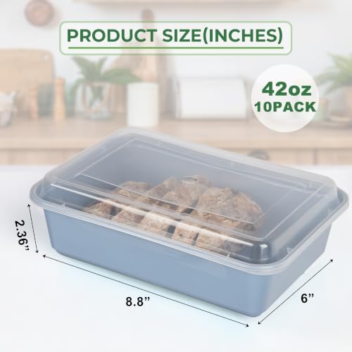 Moiturti 42 oz Reusable Meal Prep Containers with Lids, Dark Green, 10 Pack