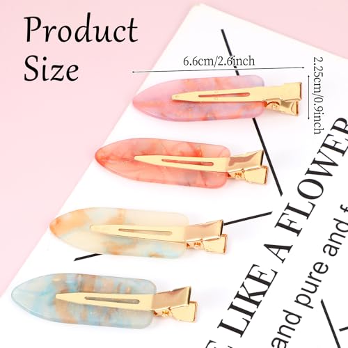 No Crease Hair Clips for Makeup and Skincare 8-Pack Colorful Flat Duckbill Hairpins