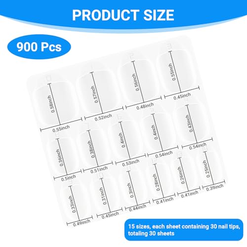 Ayzylpth 900 Pcs Clear Nail Glue Tabs - Waterproof Reusable False Nail Adhesive Stickers