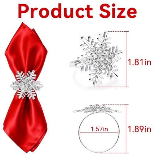 Silver Snowflake Napkin Ring Set of 24 - Christmas Holiday Table Decor