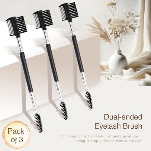Kootinn 3-Head Eyebrow & Eyelash Shaper - Makeup Grooming Tool with Spoolies
