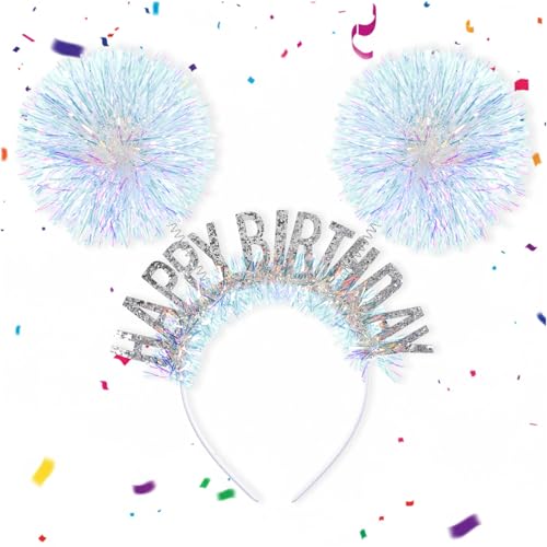 Guduling Happy Birthday Pom Pom Headband Party Hair Accessory