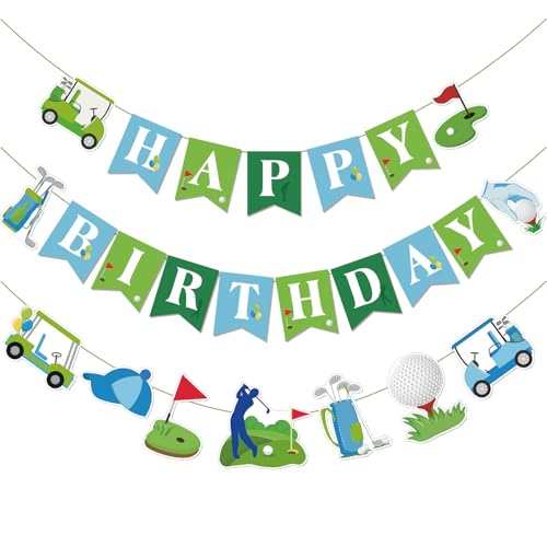 Multicolor Golf Happy Birthday Banner for Sports Theme Party