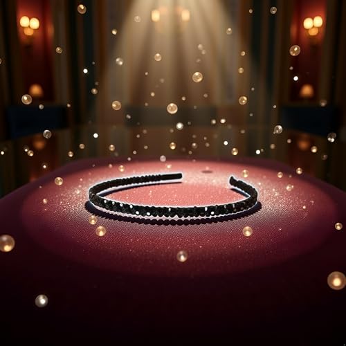 PurYupearl Black Crystal Rhinestone Headband Two-Row Beaded Hair Band