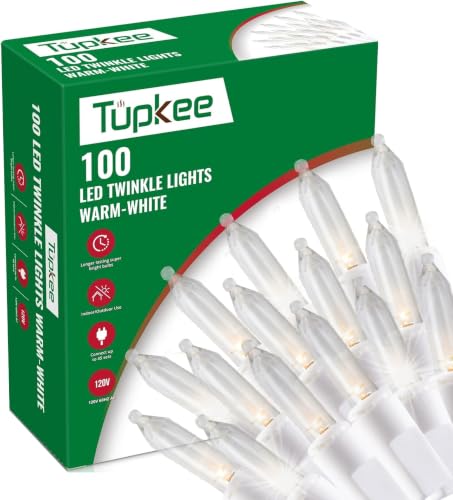 LED Twinkle String Lights for Christmas Tree 100 Warm-White Bulbs - 16 of 100 Twinkle/White Wire