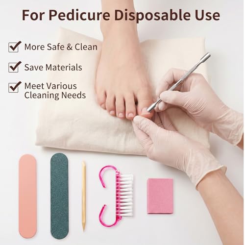 5-Set Disposable Manicure Prep Kit Pink Portable Travel Nail Tools