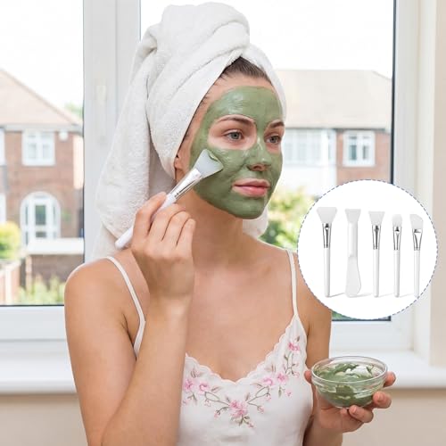 5-Piece Silicone Face Mask Brush Set - Soft Facial Mud & Lotion Applicator Tools
