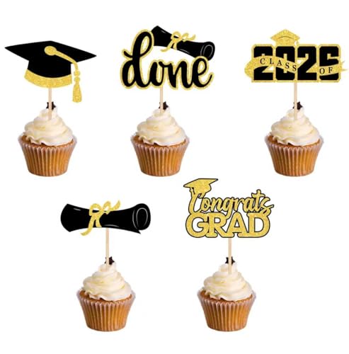 40 Graduation Cupcake Toppers for Class of 2026 Party