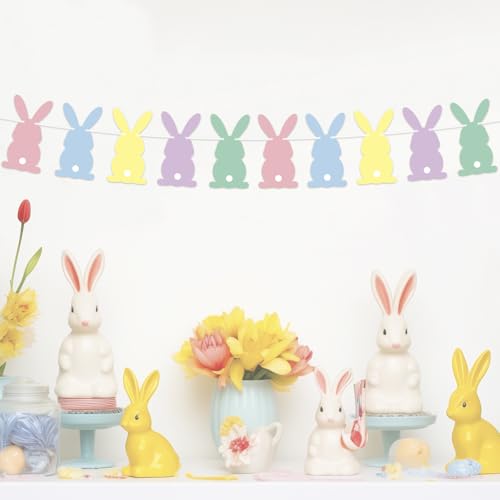 Colorful Easter Bunny Banner - 10 Rabbits Garland for Parties