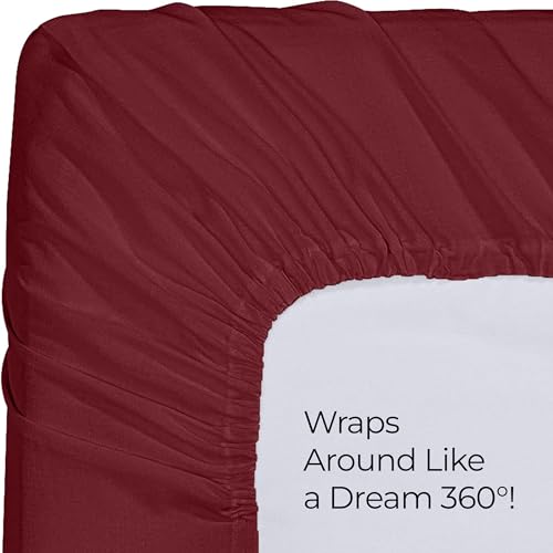 Utopia Bedding Queen Fitted Sheet, Ultra Soft Microfiber, 15" Deep Pocket, Burgundy