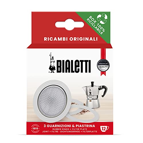 Bialetti 12-Cup Replacement Gaskets & Filter Plate Set