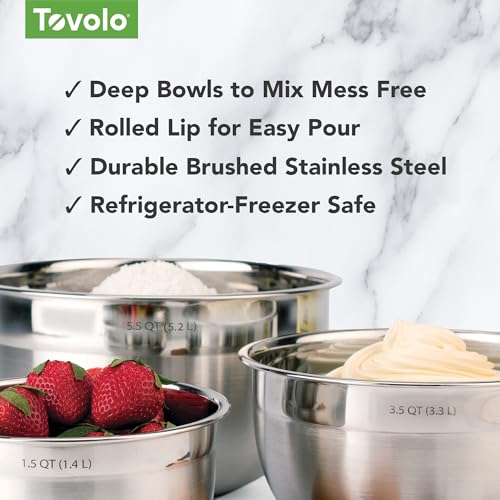 Tovolo Stainless Steel Mixing Bowl, 1.5 Quart - Set of 8