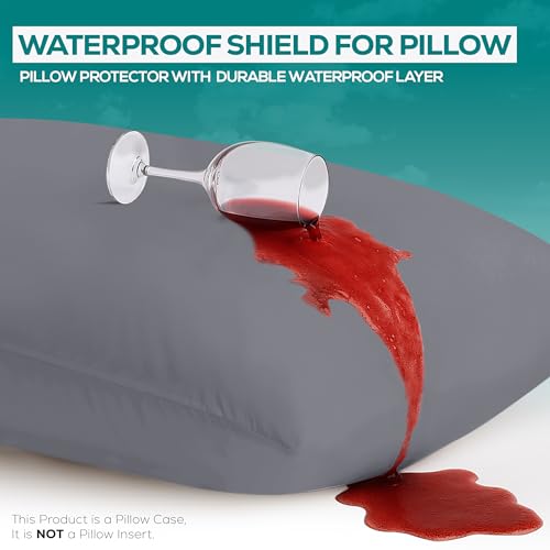 Utopia Bedding Set of 2 Gray Pillow Protectors 26x26 Inches
