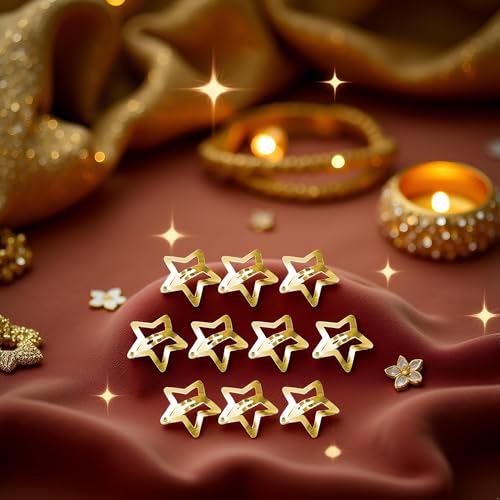 10 Pcs Gold Star Hair Clips Metal Snap Barrettes Hair Accessories