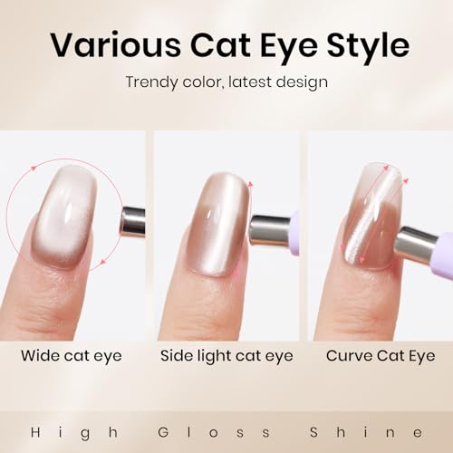MIZHSE Moonlight Champagne Cat Eye Gel Nail Polish 12ml Magnetic Soak Off