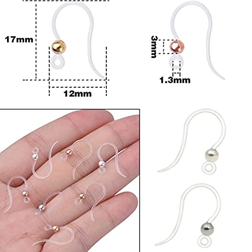 40pcs Non-Allergenic Plastic Earring Hooks for Sensitive Ears - Gold