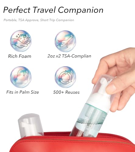 BienBion 2oz Foam Pump Bottle 2-Pack - Leak-Proof Travel Size Foaming Soap Dispenser