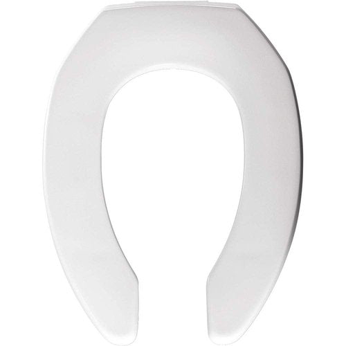 BEMIS 2155SSCT Commercial Open Front Plastic Toilet Seat, Heavy Duty Industrial No Slam Seat without Lid, Secure Installation, Made in USA, Elongated, White
