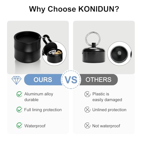 KONIDUN Mini Travel Jewelry Keychain Case - 1-Tier Black Ring Holder