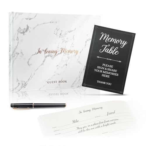 Funeral Guest Book - Elegant Leather Memory Book for Memorials