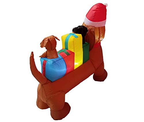Lighted Christmas Inflatable Dogs with Gift Boxes - 4 Ft Holiday Yard Decor