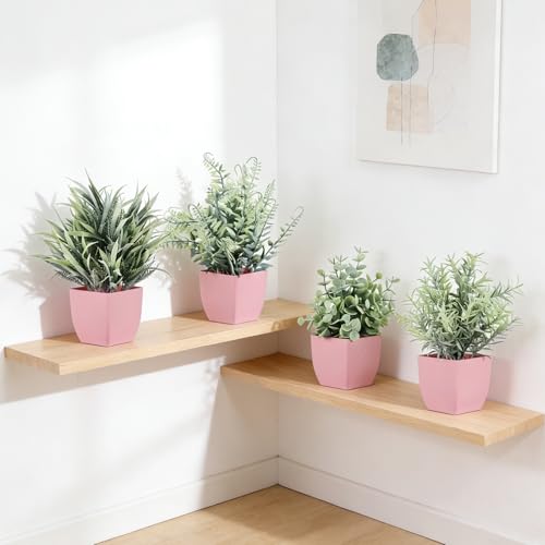 4-Pack Mini Artificial Eucalyptus Plants in Pink Pots