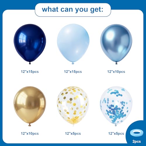 Navy Blue and Gold Balloons - 60 Pack 12 Inch Party Decor