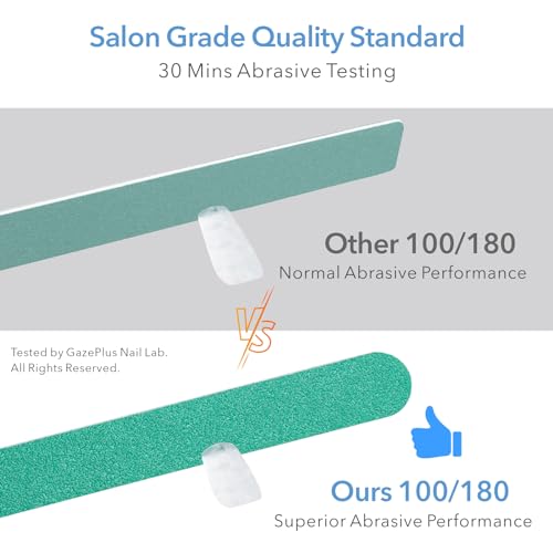 GAZEPLUS 24 PCS Professional Nail Files 100/180 Grit Emery Boards