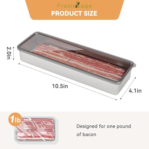 Freshmage 1lb Stainless Steel Bacon Container for Fridge - Airtight Storage