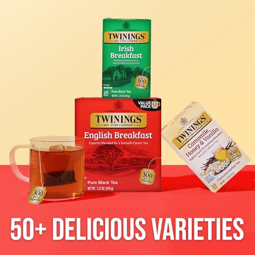 Twinings Irish Breakfast Black Tea Bags, 20 Count (Pack of 6)