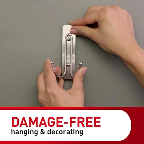 Command Large Satin Brass Double Hooks - 2 Hooks, 2 Strips