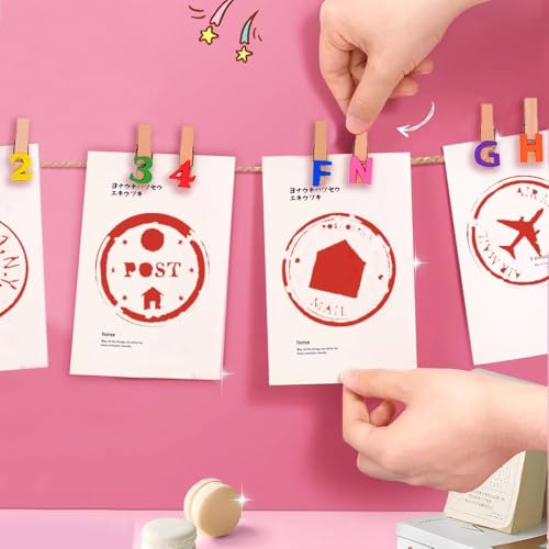 Colorful Wooden Clothespins with Letters & Numbers for Crafts