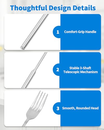 Extendable Fork Prank Set - 2-Pack Telescopic Stainless Steel Forks