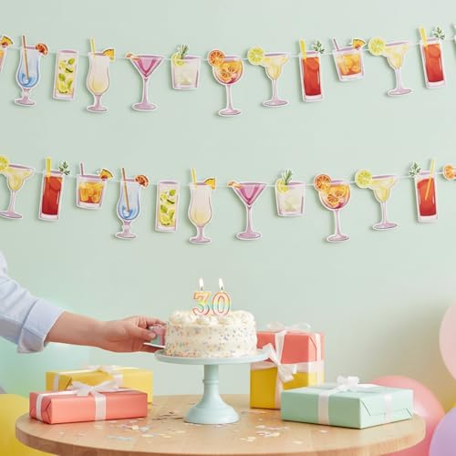 7 Ft. Summer Cocktail Party Garland - Pre-Strung Cardstock Banner