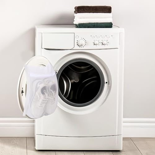 40x40cm Shoe Wash & Dry Mesh Bag with Zipper & Strap, Reusable Honeycomb Laundry Net for Sneakers