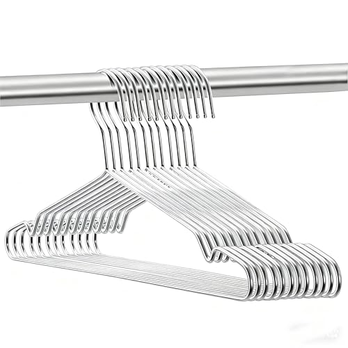 Seropy Heavy Duty Stainless Steel Hangers, 10 Pack, Non-Slip Grooves