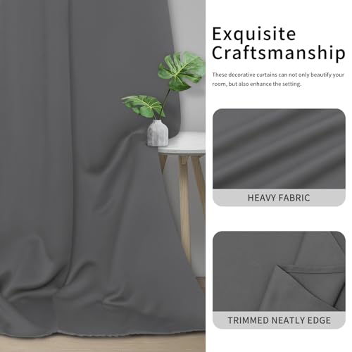Easy-Going Grey Blackout Curtains 2 Panels 42x45 Inches Room Darkening Insulated Grommet Drapes