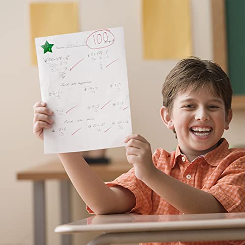 Green Star Stickers - 1 Inch Glitter Star Labels, 500 Pcs Roll for Rewards