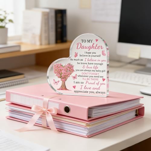 Heart-Shaped Acrylic Plaque - Inspirational Gifts for Daughter