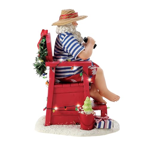 Christmas Santa Lifeguard Figurine with Lighted Stand - 10.5 Inch Decor