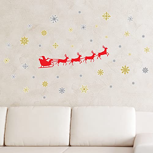 49-Piece Christmas Wall Stickers Set - Santa's Sleigh Décor