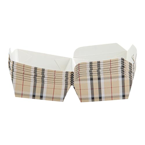 Restaurantware 2.5 x 2.5 x 2 Inch Mini Burger Boxes 100 Clamshell Food Containers - Hinged Lid Disposable Plaid Paper Take Out Boxes Serve Sliders Or Finger Foods