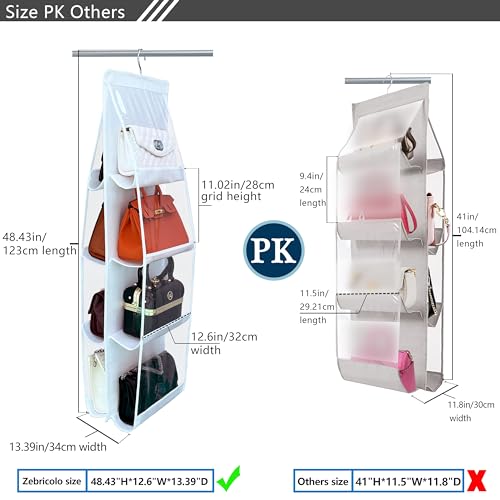 Zebricolo Hanging Purse Organizer for Closet, White Heavy Duty Handbag Rack