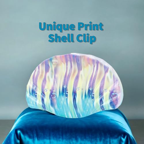 Fosrisix Large Seashell Hair Claw Clip Blue-Purple Striped Resin