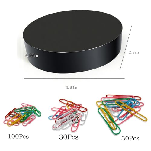 Awsaccy Magnetic Paper Clip Holder - Black Desk Organizer with 160 Clips