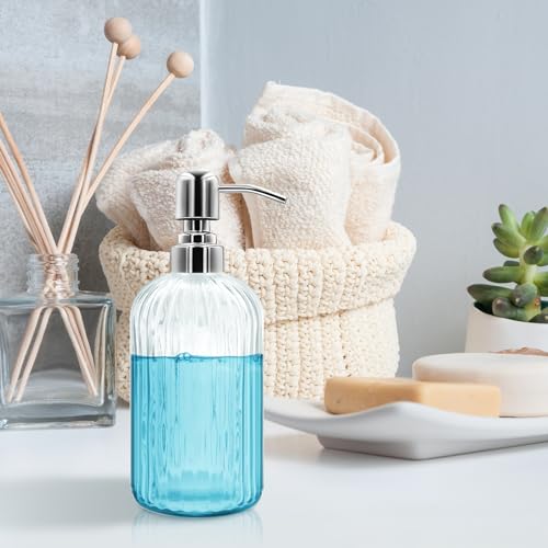 Transparent 18 Oz Glass Soap Dispenser with Stainless Steel Pump