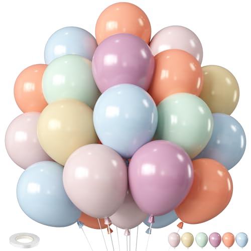 12 Inch Pastel Retro Balloons - Colorful Latex Party Balloon Decorations