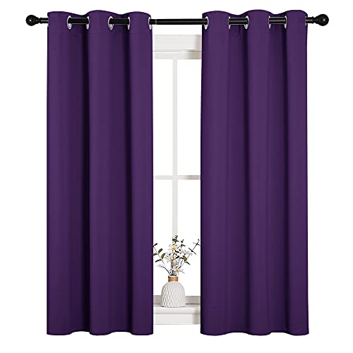 NICETOWN Royal Purple Blackout Curtains - 34x54 Inch Thermal Drapes (Set of 2)